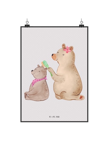 Mr. & Mrs. Panda Plakat Bär Kind ohne Spruch in Grau Pastell