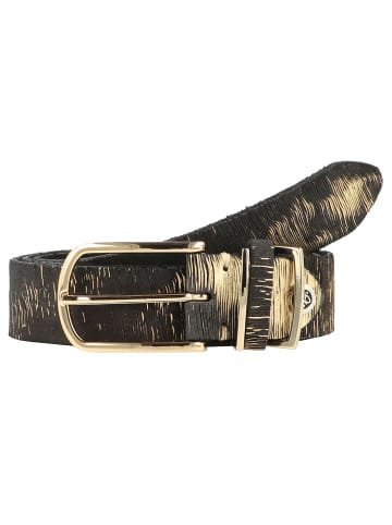 b.belt Gürtel Leder schwarz-gold-metallic