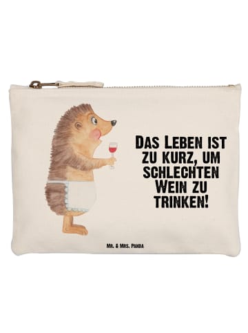 Mr. & Mrs. Panda Kulturbeutel Igel Wein mit Spruch in Weiß