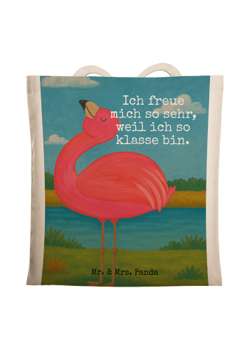 Mr. & Mrs. Panda Jutebeutel Flamingo Stolz Design mit Spruch in Weiß