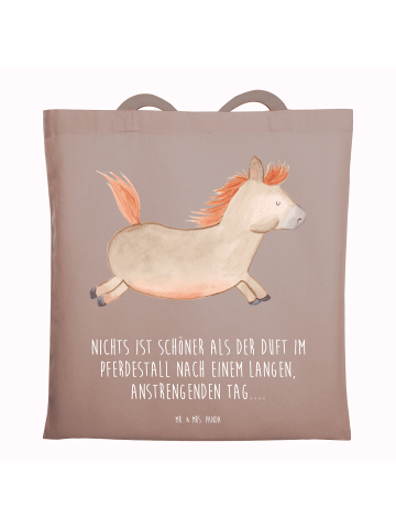 Mr. & Mrs. Panda tote bag Pferd Springen mit Spruch in Braun Pastell