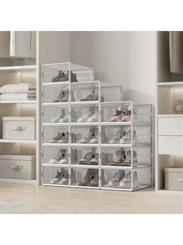SONGMICS 12er-Set: Schuhbox Dennys in Transparent-Schwarz - (B)23 x (H)14 x (T)33.1 cm