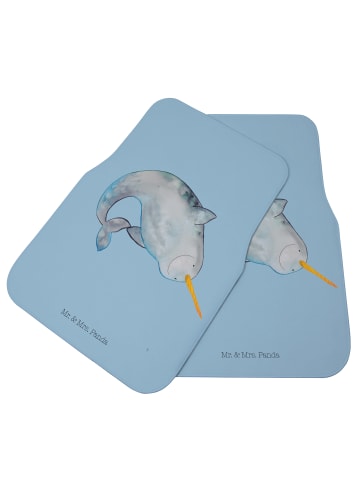 Mr. & Mrs. Panda Fußmatte Auto Narwal ohne Spruch in Blau Pastell