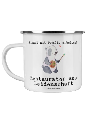 Mr. & Mrs. Panda Kaffeebecher Restaurator Leidenschaft mit Spruch in Weiß