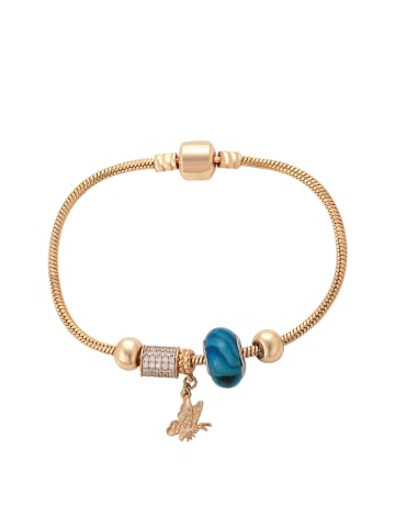 faina Women Snake Chain Bracelet With Charms in Rose Gold Turquoise