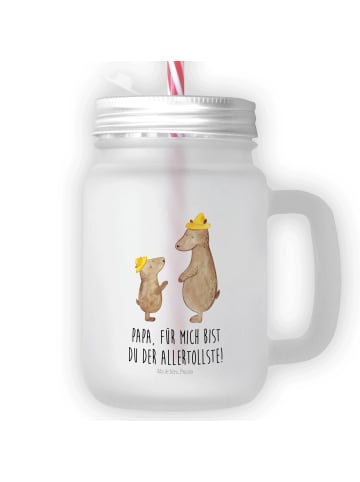 Mr. & Mrs. Panda Trinkglas Mason Jar Bären mit Hut mit Spruch in Transparent