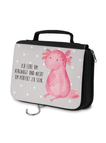 Mr. & Mrs. Panda Kosmetiktasche Axolotl Niedlich mit Spruch in Grau Pastell