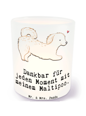 Mr. & Mrs. Panda Windlicht Maltipoo Moment mit Spruch in Transparent
