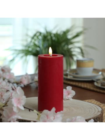 Adilina LED Kerze LINA Echtwachs Rustik-Optik 7x15cm in rot