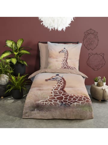 JACK 2 tlg. Renforcé Bettwäsche 135x200cm Giraffe in Braun