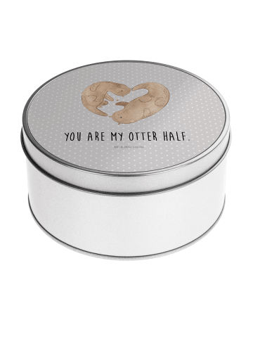 Mr. & Mrs. Panda Dose Otter Herz mit Spruch in Grau Pastell