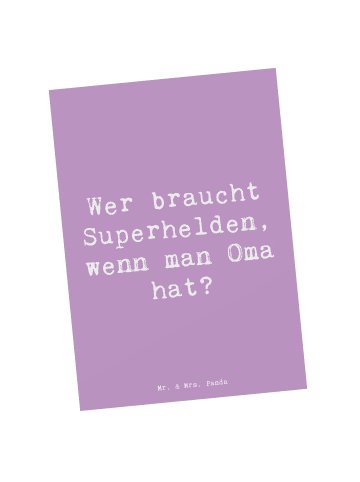 Mr. & Mrs. Panda Ansichtskarte Spruch Oma Heldin mit Spruch in Lavendeltraum