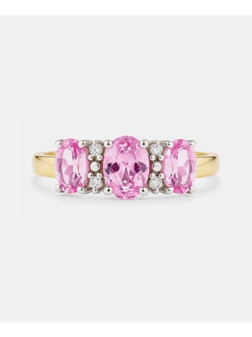 Diamant L'éternel Ring, mit synth. Saphir, 375 Gelbgold