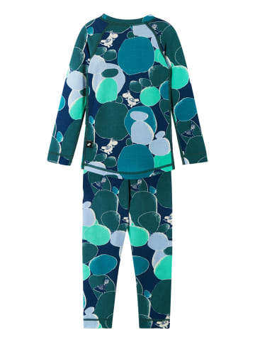 Reima Merinowolle Unterwäsche Basisschicht-Set " Moomin Trivsam " in Dark Teal