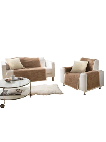 Erwin Müller Jacquard, Baumwollmischung Armlehnenschoner 2er-Pack Rimini in kamel