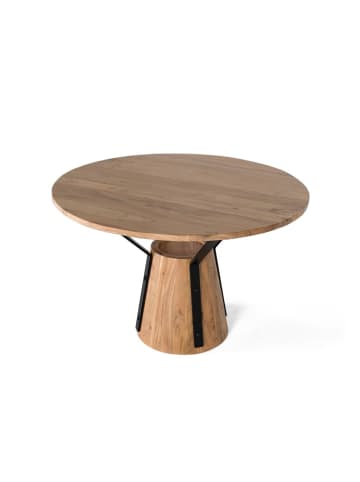 Giner y Colomer Runder Esstisch aus Mangoholz und Metall mit 116 cm Durchmesser in Brown