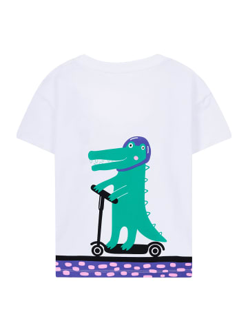 SATURNDAY T-Shirt mit Krokodil Print in Weiß