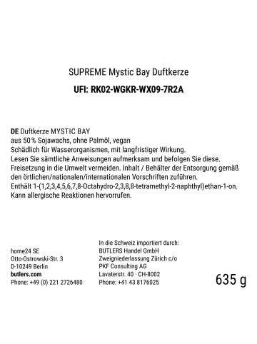 Butlers Duftkerze SUPREME Mystic Bay in Grau