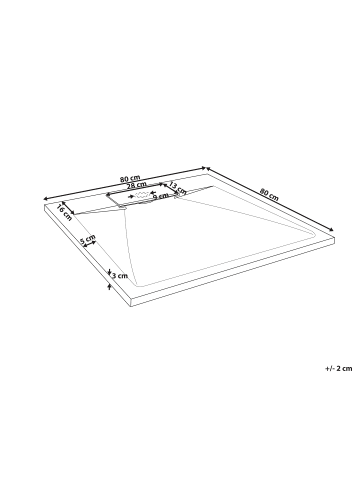 Beliani Duschwanne AZZURRO in Grau - (W) 80 x (H) 3 x (L) 80 cm