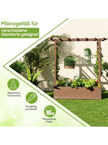 COSTWAY Blumenkasten-Pflanzleiter in Braun