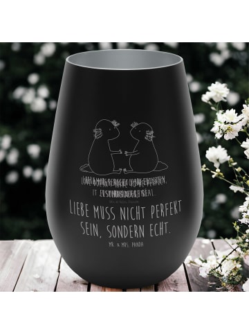 Mr. & Mrs. Panda Gold Windlicht Axolotl Liebe mit Spruch in Schwarz