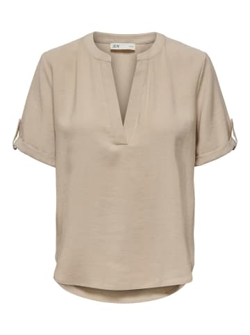 JACQUELINE de YONG Top Kurzarm Bluse Stilvolles Rundhals Hemd in Braun