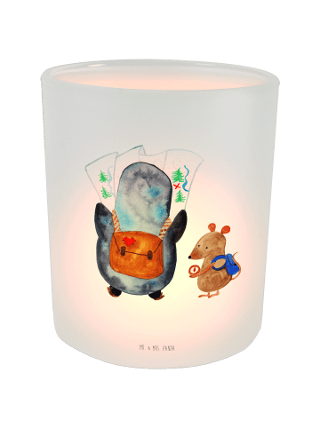 Mr. & Mrs. Panda Kerzenglas Pinguin & Maus Wanderer ohne Spruch in Transparent
