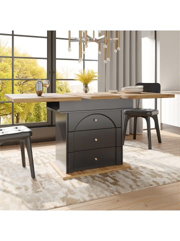 ABRIHOME Esstisch in Schwarz ausziehbar 110-140x80 cm klappbar Schranktür Design