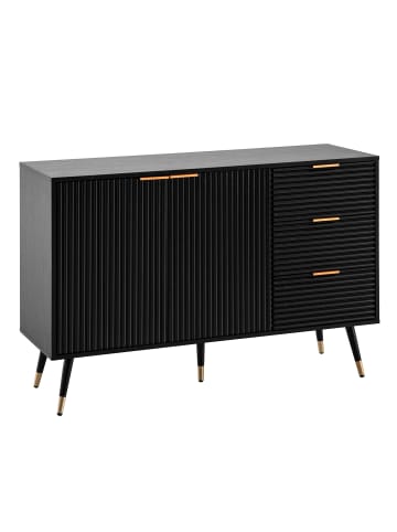 FineBuy Sideboard in Schwarz / Spanplatte / 120x40x80