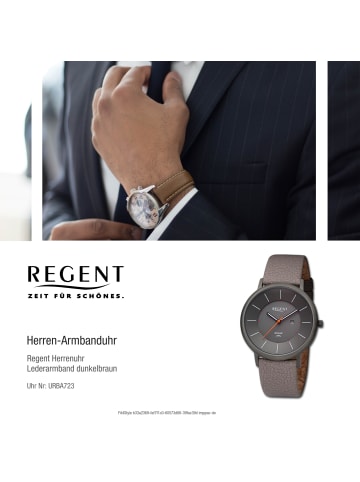 Regent Armbanduhr-Analog dunkelbraun groß (ca. 41mm) Regent Lederarmband