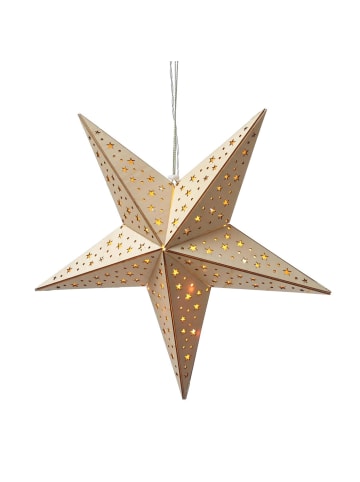 MARELIDA LED Holzstern mit Sternenmotiv Weihnachtsstern D: 40cm in natur