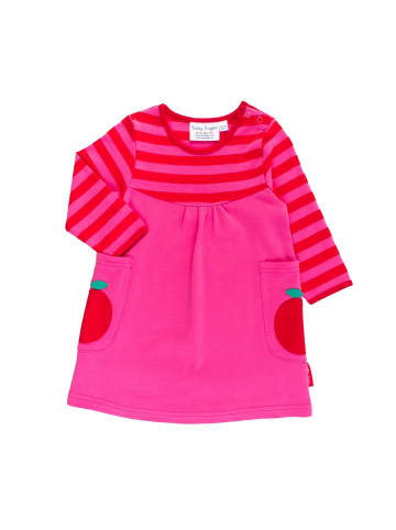 Toby Tiger Langarmkleid mit Apfel Print in rosa