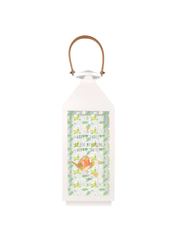 Mr. & Mrs. Panda Laterne Rotkehlchen Federn mit Spruch in Transparent