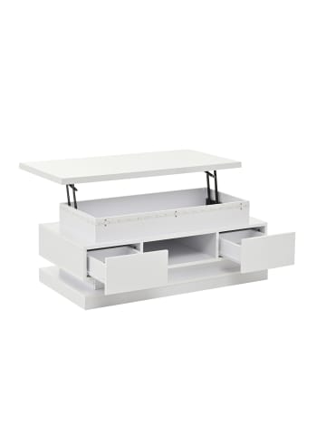 ABRIHOME LED-Couchtisch in Weiß 100x50 cm mit App Steuerung und USB Anschluss