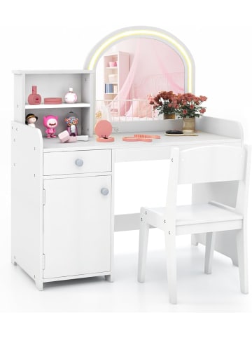 COSTWAY 2 in 1 Schminktisch Set in Weiß