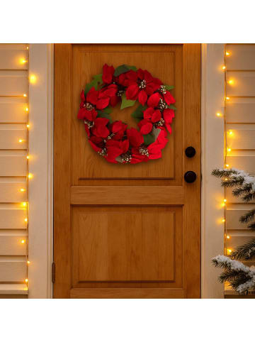 Home&Styling Collection Weihnachtlicher Türkranz, Weihnachtsstern in Rot, Ø 45 x (H) 17 cm
