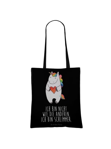 Mr. & Mrs. Panda Shopper Bag Einhorn Herz mit Spruch in Schwarz