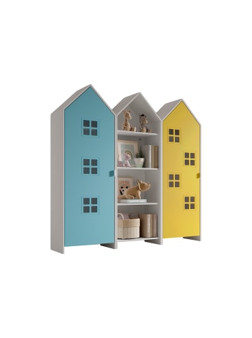 58 aufm Kessel REGALSCHRANK Set Kania 173x37x171 MDF+Holzwerkstoff Weiß /Bunt