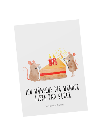 Mr. & Mrs. Panda Grußkarte 18. Geburtstag Mäuse Kuchen mit Spruch in Weiß