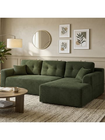 VASAGLE Ecksofa Camila in Waldgrün - (B)242 x (H)73 x (T)152 cm