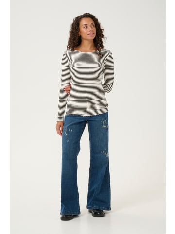 CULTURE Langarm-Shirt CUtea Fitted in Spring Gardenia/Black Stripe