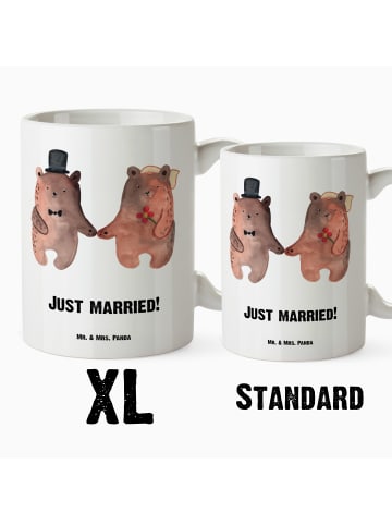 Mr. & Mrs. Panda Keramiktasse Bär Heirat mit Spruch in Weiß