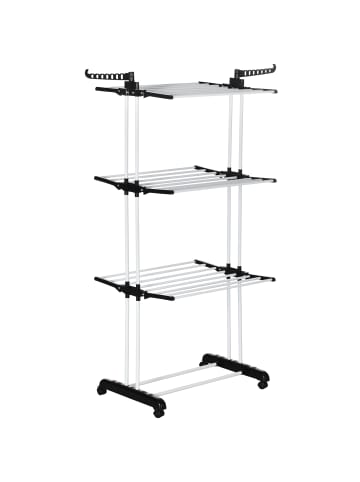 HOMCOM Wäscheständer-73L x 64B x 177H cm-Schwarz