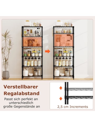COSTWAY Metall Aufbewahrungsregal 6 stöckig in Schwarz