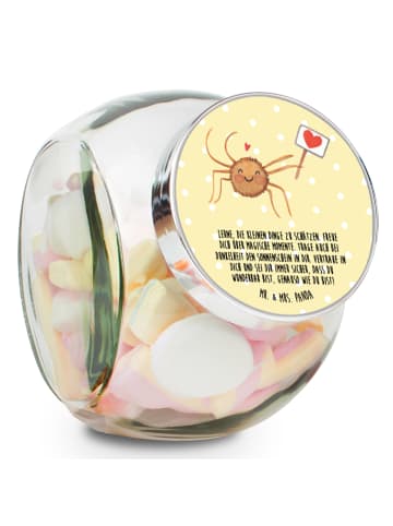 Mr. & Mrs. Panda Bonbonglas Spinne Agathe Motivation mit Spruch in Gelb Pastell