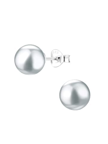 Alexander York Ohrringe - Ohrstecker PERLE classic 8 mm grau in 925 Silber - 2-tlg.