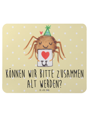 Mr. & Mrs. Panda Mauspad Spinne Agathe Brief mit Spruch in Gelb Pastell