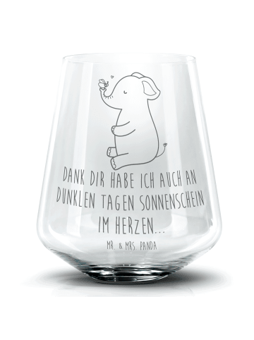 Mr. & Mrs. Panda Trinkglas Elefant Biene mit Spruch in Transparent