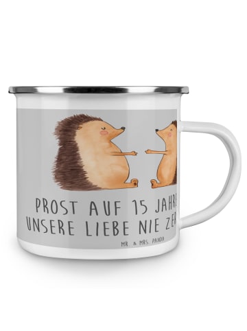 Mr. & Mrs. Panda Blechtasse 15. Hochzeitstag Gläserne Hochzeit m... in Heather Grey