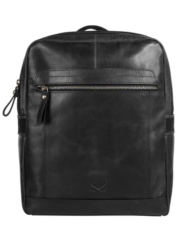 Sansibar Rucksack echt Leder in schwarz